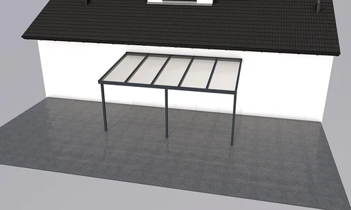 "Patio roof Premium, anthracite, 5100 x 3060 mm - Acrylic multi-wall sheets 16 mm, bronze image"