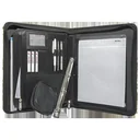 Conference folder with removable ring binder mechanism, including DIN A4 writing pad