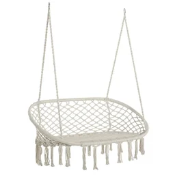 Hangstoel voor 2 personen in bohostijl, macramé-netpatroon, met ophanging, veranda