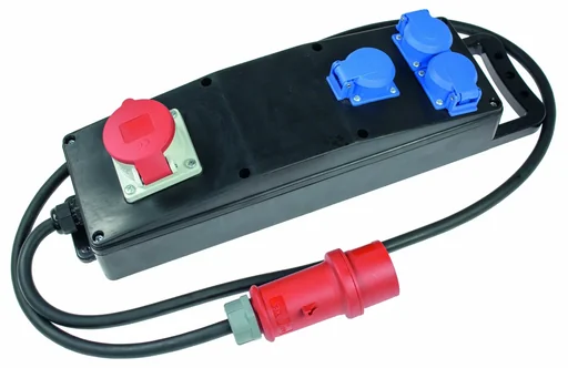 "Solid rubber power strip S3 H07RN-F 5G2.5, 2m, 400V, 3 earthed sockets 230V, 16A, 1 CEE socket 400V image"