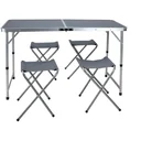 Camping set 5-piece - Camping table with 4 folding chairs - 120x60xH70cm - Gray