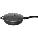 Frying pan - with lid - Grill pan - Marble coating - 28 cm - Black