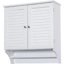 Wall cupboard hanging cupboard kitchen cupboard multi-purpose cupboard louvre doors wood white 60 x 22.5 x 64 cm