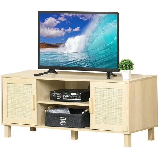 "TV cabinet with natural rattan look image"