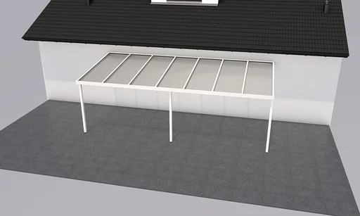 "Patio roof Premium, white, 7120 x 3060 mm - Polycarbonate multi-wall sheets 16 mm, opal image"