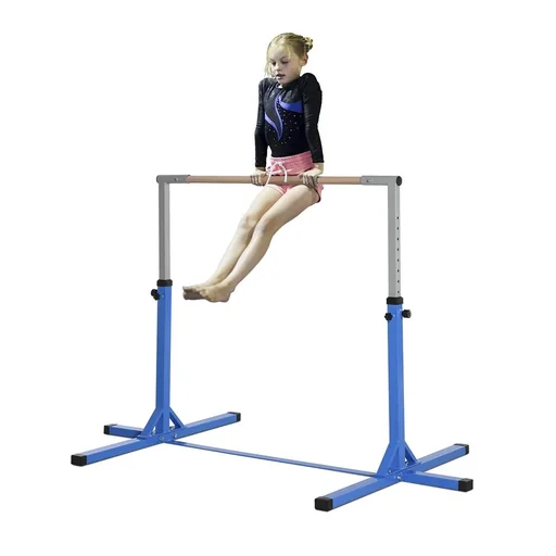"Gymnastics horizontal bar 13-level height adjustable up to 75 kg loadable horizontal bar training equipment steel beechwood image"