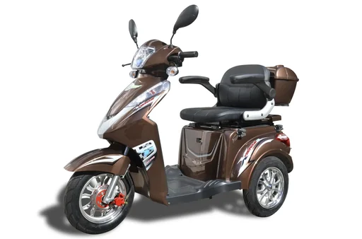 "Electric tricycle brown - removable Li-Io battery 30 Ah - 25 km/h - senior mobility image"