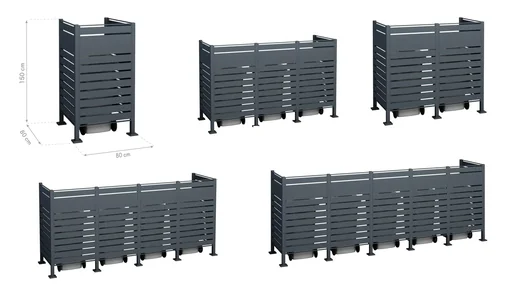 "Garbage can cover Planum 4-box, 150 cm, anthracite image"