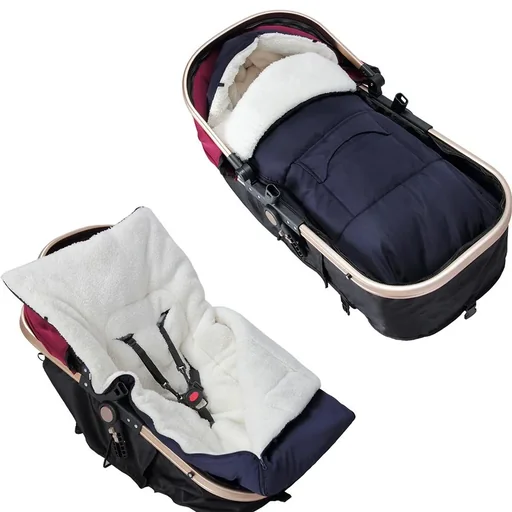 "Baby Carrier Footmuff Dark Blue | Teddy | Maxi-Cosi | with Storage Bag image"