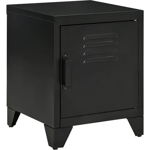 "Bedside table bedroom side table with adjustable shelf door nightstand industrial design metal black image"