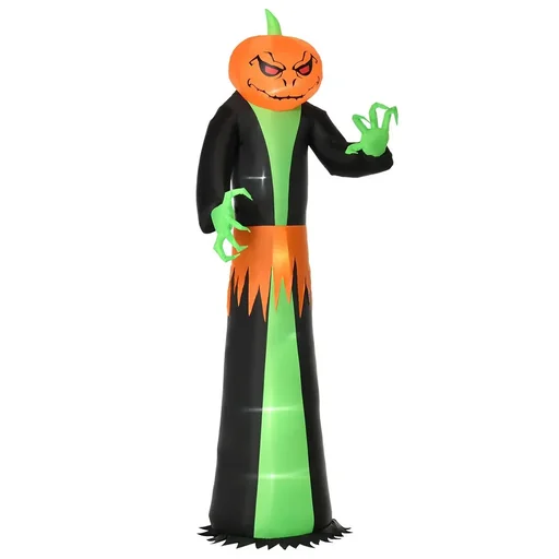 "Inflatable Pumpkin Halloween Decoration Self-Inflating Ghost with LED Polyester Green+Black 100 x 96 x 270 cm image"