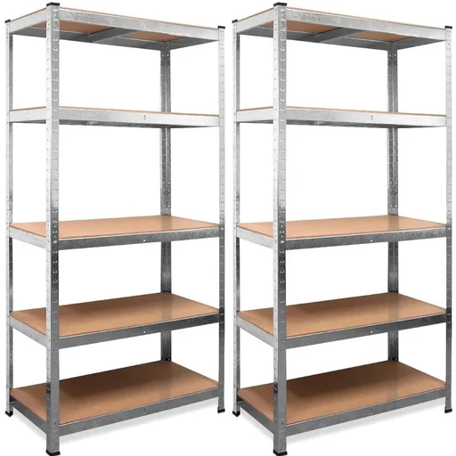 "2 metal storage racks with 5 shelves - 875kg capacity - (HxWxD) 180x90x40 cm - 175kg per shelf image"