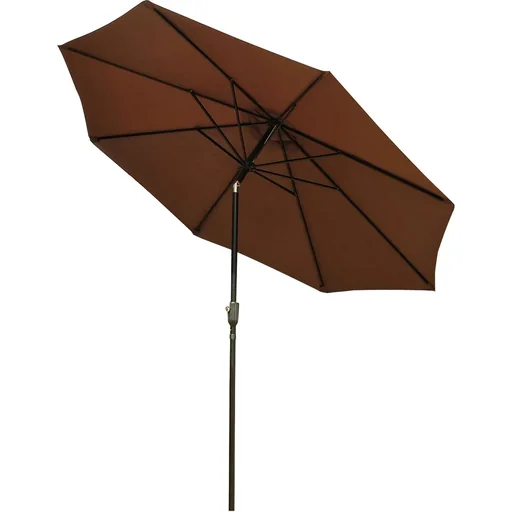 "Parasol folding parasol garden parasol with hand crank steel 180/? polyester brown Ø3 x 2.45 m image"
