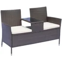 Polyrattan garden bench garden sofa with table 2-seater steel