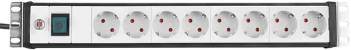 "Premium-Line 8-way power strip, 19" format ideal for server cabinets, black/grey image"