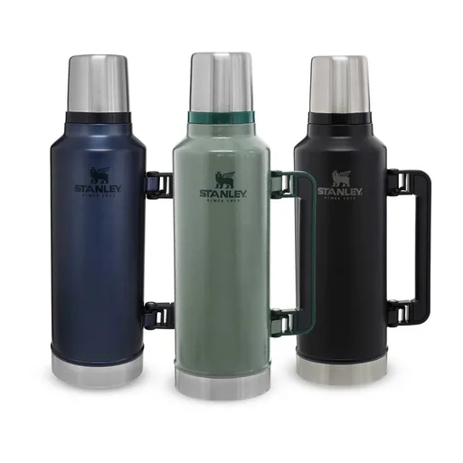 "Classic vacuum bottle 1.9 l, Hammertone green, double-walled vacuum insulation, handle, drinking cup image"