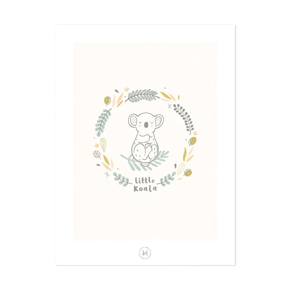 Lilipinso Poster Kleine Koala creme groen grijs