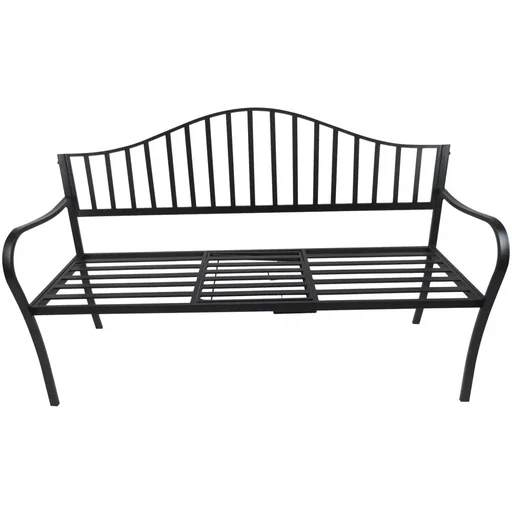 "Metal bench with folding side table black image"