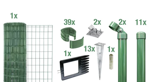 "Fix-Clip Pro as a complete fence set, with ground socket, green, height 153 cm, length 25 m image"