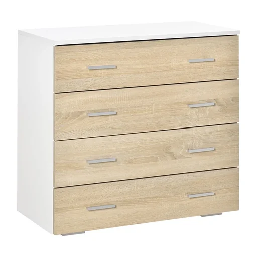 "Chest of drawers with 4 drawers bathroom cabinet drawer cabinet for bedroom living room oak white 76x35x72 cm image"