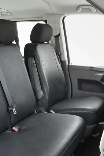 "Fitted seat covers for VW T4 for single front seat made of artificial leather from model year 10/1998 to 03/2003 image"