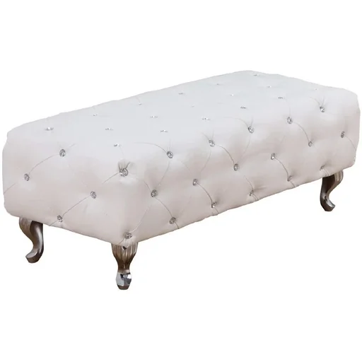 "Upholstered bench chest bench retro metal feet white image"