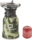 Stainless steel camping gas burner with piezo ignition - 1 burner + 1 gas canister