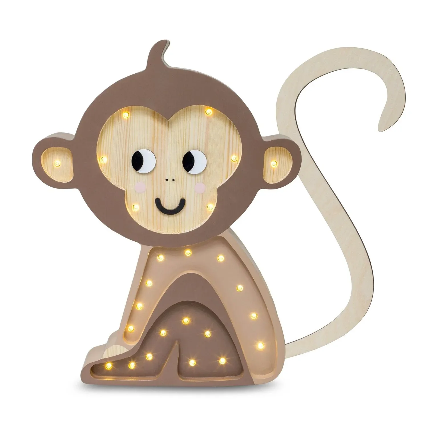 "Little Lights Nachtlampje voor kinderen, aap – 100% natuurlijk grenen image"