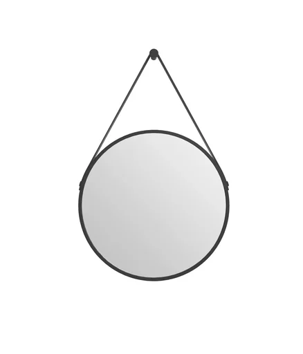 "Decorative round wall mirror in black matt Ø 50 cm image"