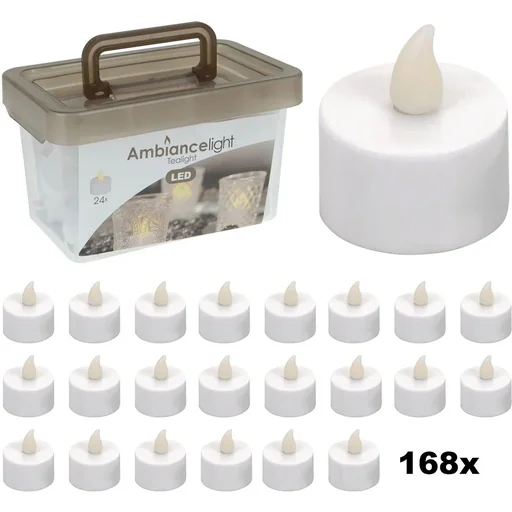 "Set of tealights LED - XXXL SET with 168 pieces - INCLUDES batteries image"