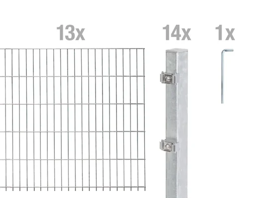 "Double rod mesh fence complete set, hot-dip galvanized, height 80 cm, length 26 m image"