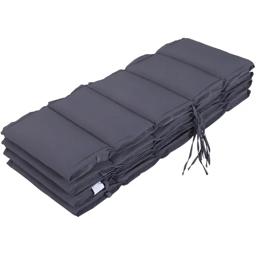 "Set of 4 lounger cushions, foldable garden lounger cushions, 5 segments, polyester + cotton fibre, grey, 118 x 48 x 4.5 cm image"