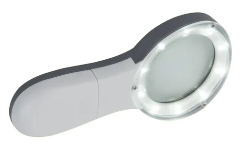 "LED magnifying glass with 52 lumens and 10 daylight white LEDs made of robust plastic image"