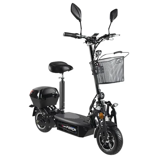 "Forca E-Scooter "Camper" Safety Plus 20 km/h incl. shopping basket, indicators, luggage case and lithium battery, black image"
