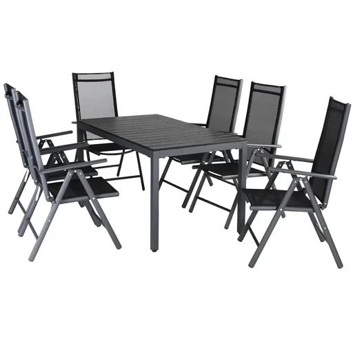"Garden set 7-piece anthracite aluminum with WPC table top image"