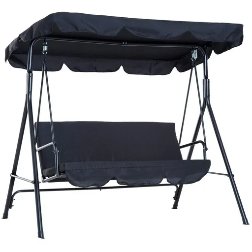 "Steel Hollywood Swing Garden Swing 3-Seater Black image"