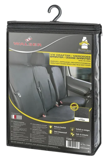 "Custom fit seat covers for single seat and double bench in front for Mercedes Sprinter and VW Crafter from 05/2006 - today image"
