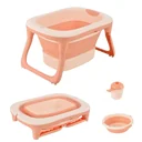 Foldable baby bath with sink and shampoo cup