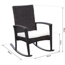 Polyrattan rocking chair with cushion brown/cream white