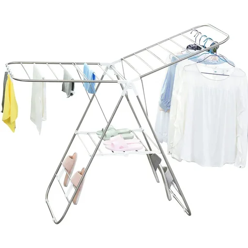 "Foldable drying rack, silver image"