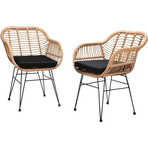"Poly Wicker Chair Bali 2 pieces natural image"