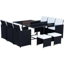 Polyrattan garden furniture 27 pcs. 6 chairs 4 stools with cushions