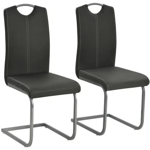 "Dining room chairs 2-seater faux leather grey image"