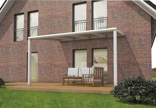 "Patio roof Pro, anthracite, 3 x 4 m - polycarbonate white striped image"
