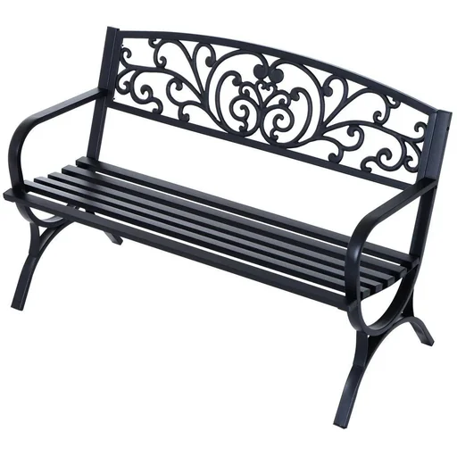 "Metal garden bench 2-seater 127x60x85cm image"