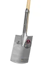 Spade, digging and nursery spade, size 2, polished, kick guard, spring adjustment, reinforcement ring, ash T-handle 85 cm