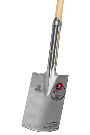 "Spade, digging and nursery spade, size 2, polished, kick guard, spring adjustment, reinforcement ring, ash T-handle 85 cm image"