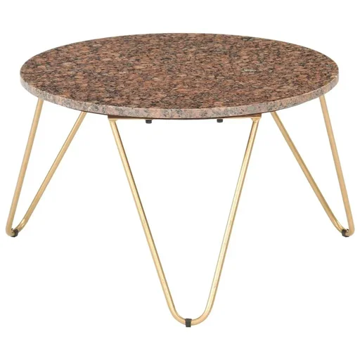 "Coffee table 65x65x42 cm real stone with marble texture brown image"