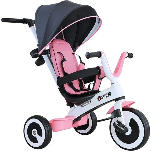 "4 in 1 children's tricycle with sun canopy image"