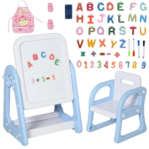 "Children's table with chair and painting accessories image"